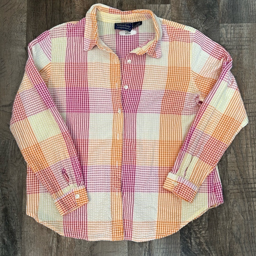 Vintage Willow Ridge Colorful Button Down 100% Cotton Women’s Large